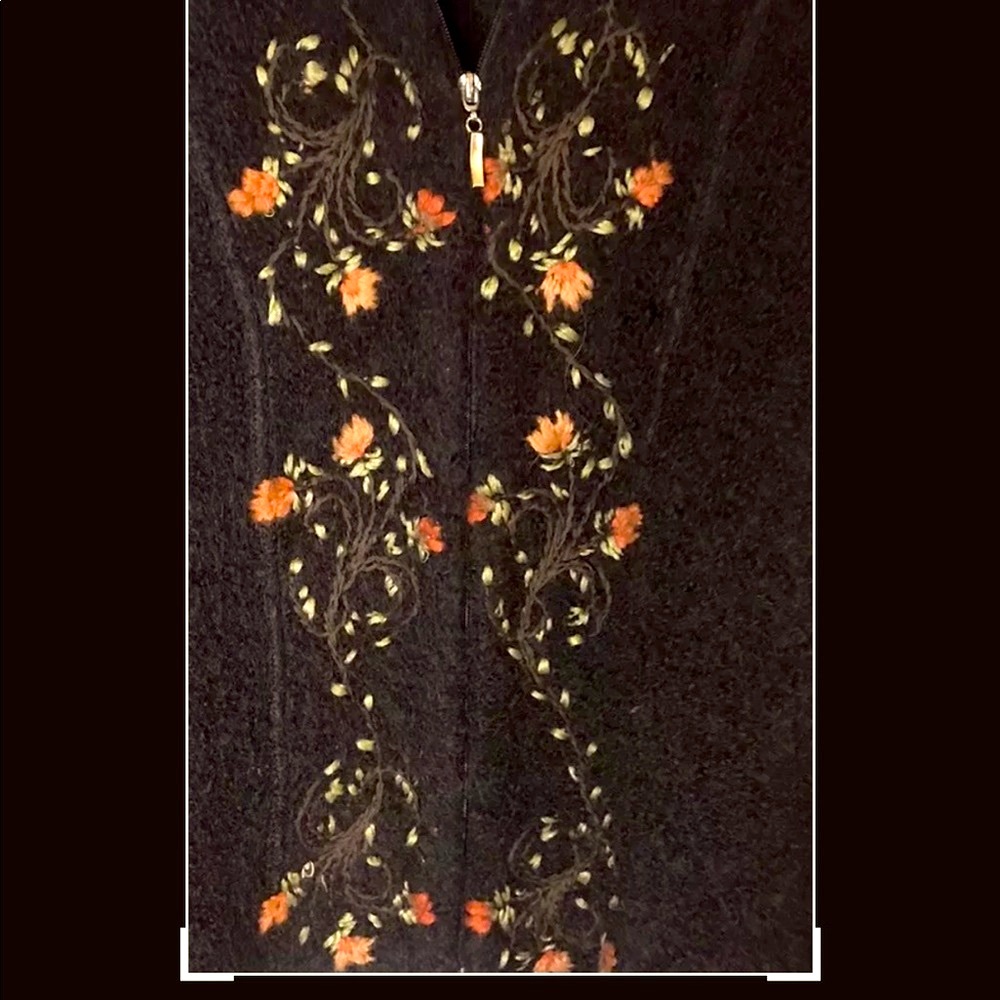Alpaca Peru Caamano Zip Front Jacket Floral Sz - Picture 4 of 9